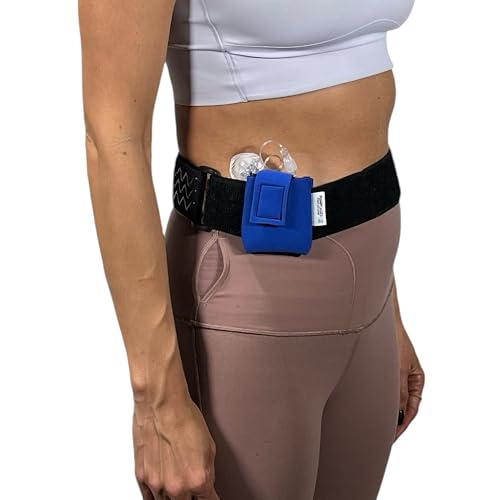 Pumpcases Adjustable Blue Insulin Pump Belt – Diabetic Insulin Pump Stretch Band – Waist Belt Insulin Pump Case – Compatible with Mobi – Assembled in The USA (Small)