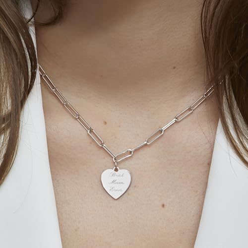 Collier argent maille trombone medaille coeur symbole amour - 2