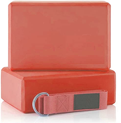 Image of Serveuttam Yoga Blocks (2 PC)-High-Density EVA Block to Support Improve Strength Aid Balance and Flexibility-Lightweight Odor Resistant and Moisture-Proof Yoga Belt (Blocks2pc + Belt (Orange))