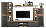 89-166-AG Boost Flagstaff dunkel/Matera Wohnwand Anbauwand Wohnzimmerschrank Fernseher TV HiFi ca. 318 x 204 x 45 cm