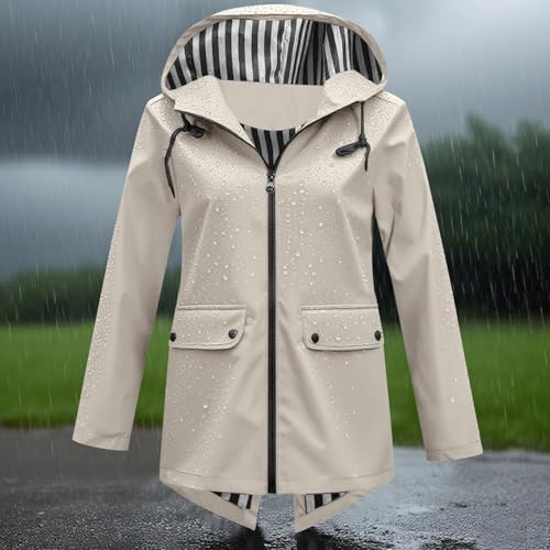 Veste de pluie longue imperméable à capuche avec fermeture éclair - 2