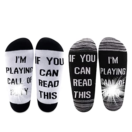 LEVLO Call Of Duty Lover Gift Video Games Socks Mens Cotton Elastic Comfortable Unisex Socks for Call Of Duty Gamers, 2 Pairs/Set- Mid Calf - 2, M