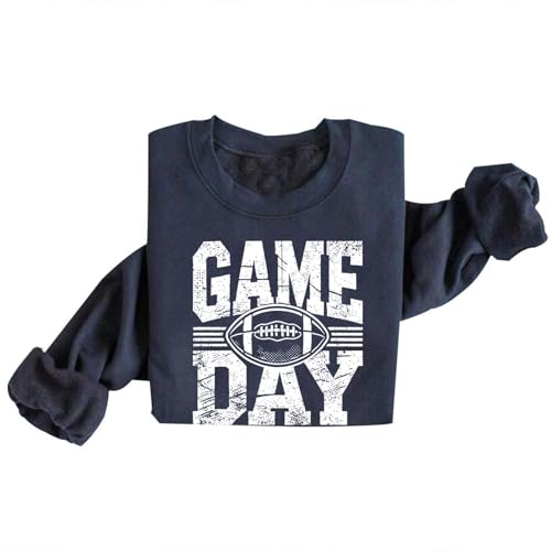 Image of Women Game Day Sweatshirt Football Mom Fall Season Sports Sweatshirt Long Sleeve Game Day Shirt (US, Alpha, XX-Large, Regular, Regular, Haze Blue)