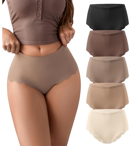 SHARICCA SHARICCA Seamless Underwear for Women Silk High Waisted Cheeky Panties Pack
