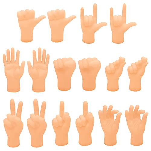 Image of 16 Pcs Tiny Finger Hands Mini Rubber Finger Puppets Realistic Little Hand Finger for Puppet Show Gag Performance Party Favors