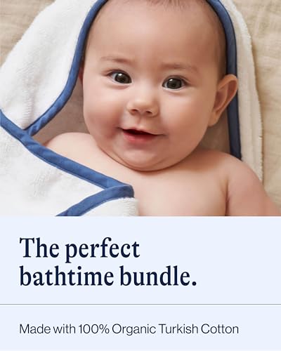 Image of Lalo The Hooded Towel & Washcloth Set, 100% Organic Cotton, Soft on Sensitive Skin, Durable & Absorbent, Machine Washable, Includes One Baby Towel and Two Washcloths - Grapefruit