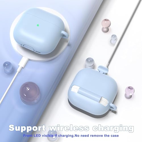 Image of Meyaar for Apple AirPods Pro 3 Case Cover with Keychain, Soft Skin Silicone Case Cover, Full Protective Case Cover Compatible with AirPods Pro (3rd Generation) Case 2025 (Sky Blue)