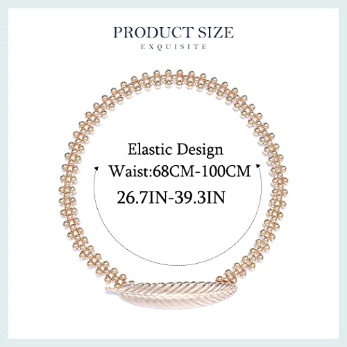 BODIY Leaf Metal Waist Belt Gold Stretch Belts Skinny Dresses Waistband for Women3