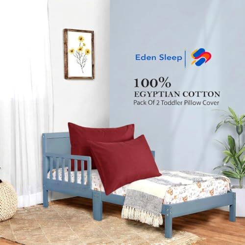 Image of Toddler Travel Baby Pillowcases, Pack of 2 Zipper Closure Pillow Cover 100% Cotton Small Pillowcase, 500 Thread Count Nersury Pillowcase for Kids 12x16 inch, Burgundy