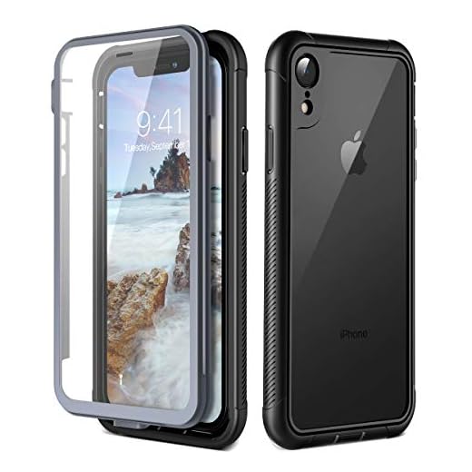 Prologfer iPhone XR fodral 360 graders skydd inbyggt skärmskydd skydd stötsäkert dammsäkert skal passar robust klar stötfångare försvarare rustning fodral för iPhone XR