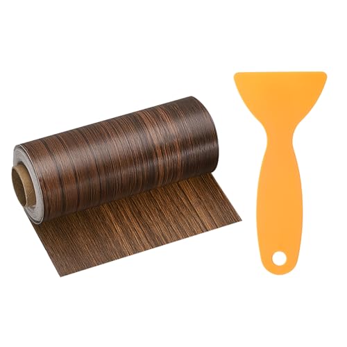 Image of HARFINGTON Wood Grain Repair Tape 4.7 Inch x 33ft Self Adhesive Repair Patch Tape Simulated Wooden Floor Tapes with Plastic Scraper for Tables Doors Windows Furniture, Ebony