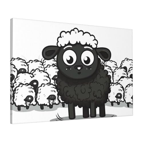 Impression sur toile mouton noir et blanc LPSRTWE 40x61 cm poster mural suspendre