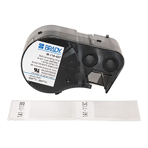 Brady M-116-427 Vinyl B-427 Black on White/Clear Label Maker Cartridge, 2-1/2