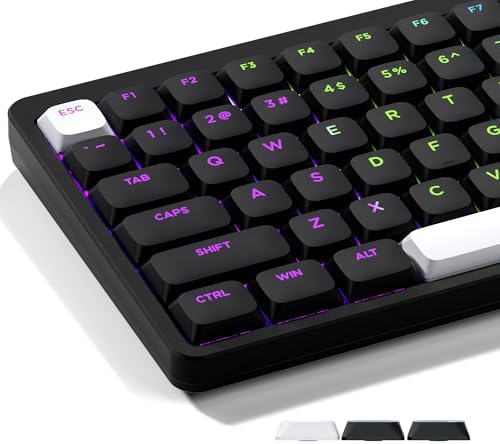 GMKWTL XVX Low Profile Black Keycaps, Double Shot PBT, Shine Through, Compatible with 60%/75%/80%/100% MX Switches Mechanical Keyboards - Keycap Set