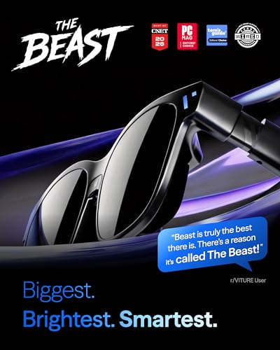 Image of VITURE Beast XR /AR Glasses: Biggest. Brightest. Smartest. 174 inch 1200p 58 FOV, Built-in VisionPair 3DoF, Dynamic Dimming, Harman Audio, for iPhone, Android, Mac, PC, Switch 2