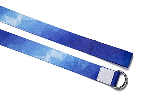 omnihabits Correa de Yoga, cinturón de Yoga con impresión de Alto Detalle (Azul-Blanco, 220)