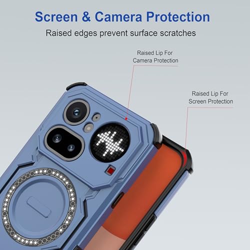 Image of amazon basics Back Case Cover for Nothing Phone (4a) Pro | Magnetic Case with Built-in Metal Ring | Supports MagSafe Charger, Wallet & Car Mount | Shockproof Hybrid PC + TPU | Blue