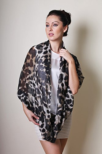 Anika Dali Women Animal Print Silky Soft Infinity Loop Scarf (Sophie Leopard Black Brown) #TOP6