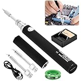 Cordless Soldering Iron Kit, Portable USB Wireless Electric Soldering Pen 3 Temperature Adjustment Office Hand Welding Tool for Appliance Repair, DIY(COLOR:black)