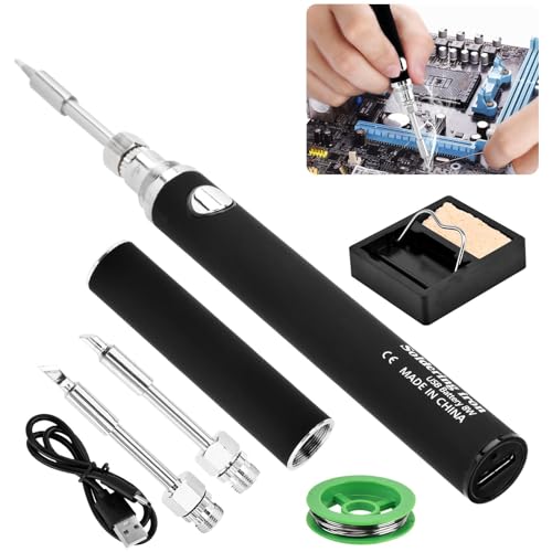 Cordless Soldering Iron Kit, Portable USB Wireless Electric Soldering Pen 3 Temperature Adjustment Office Hand Welding Tool for Appliance Repair, DIY(COLOR:black)
