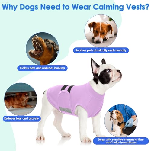 Image of MIGOHI Dog Anxiety Relief Coat,Comfort Anxiety Vest for Dogs,Adjustable Dog Anxiety Calming Wrap for Fireworks,Travel,Separation,Anxiety Jacket for Small Dogs,S,Lightpurple