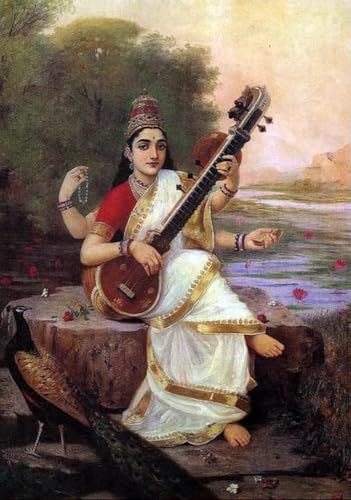 Peinture de Saraswati Raja Ravi Varma pour sublimer un mur vide