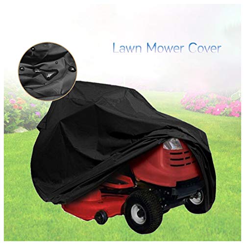 Lawn Mower Cover Riding Lawn Tractor Cover Riding Mower Cover 210D Polyester Oxford Waterproof UV Resistant Heavy Duty for Outdoors Lawn Mower Cover with Storage Cover, Black - 2pcs