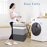 BlissTotes 3-Pack Laundry Basket, Freestanding＆Waterproof Laundry Hamper, Collapsible Tall Clothes Hamper with Easy Carry Handles for Clothes, Towels in the Family and Dorm,Gradient Grey,75L - Image 5