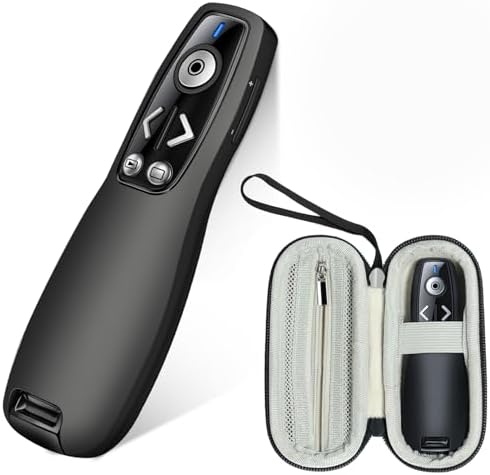 Wireless Presenter with Carry Case, Presentation Clicker with Protective Storage Bag, Presentation Remote for Powerpoint, Mac, Computer, Laptop