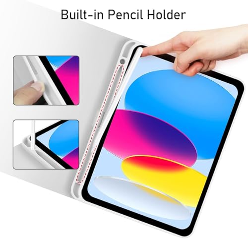 Funda con Teclado Español Ñ para iPad 10.ª Generación 2022, iPad 10,9 Pulgadas con Teclado, Ultra Delgada Funda con Portalápices,Teclado Bluetooth Magnético Desmontable para 10.ª Gen 2022- Gris - imagen 4