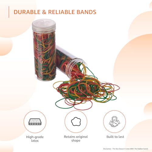 Image of Amazon Basics Rubber Bands | Enhanced Stretchability and Durability | (3 inch, Pack of 500 gm) (Multicolour)