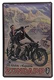 Retro Blechschild mit Zündapp Motorrad - eine Legende, ein Traum der Nürnberger Motorradindustrie, Klassiker Werbung, ein Oldtimer für Liebhaber, Sammler und Genießer