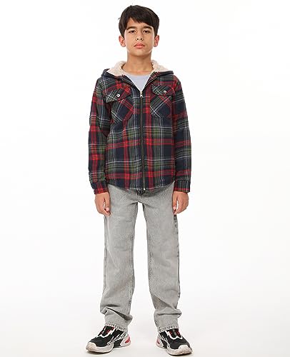 Image of ZENTHACE Boys Sherpa Fleece Lined Flannel Jacket
