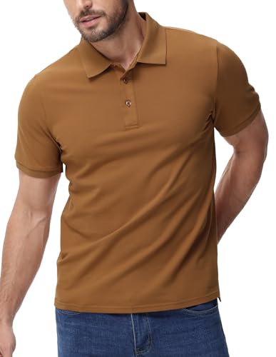 Image of MIER Men's Cotton Pique Polo Shirts, Short Sleeve Golf Work Casual Tops
