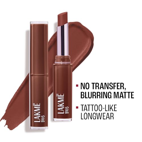 Image of Lakme 9to5 Lip Tattoo Matte Slim Stick, Brownie Point, 2g, for Intense Color and Full Coverage, with Bakuchiol and Vitamin E, Smudgeproof and Waterproof, Long-Lasting Lipstick for Women