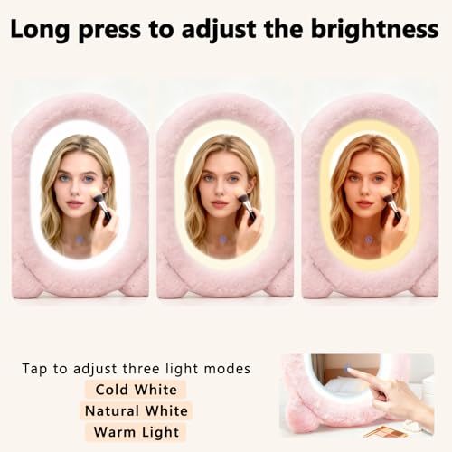 Espejo de maquillaje iluminado 12x16 pulgadas ovalado rosa miniatura 4