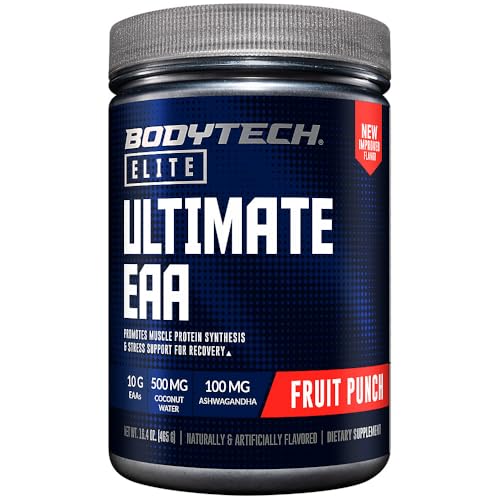 BodyTech Ultimate EAA Supplement for Muscle Protein Synthesis, Stress & Recovery Support - Fruit Punch, 30 Servings