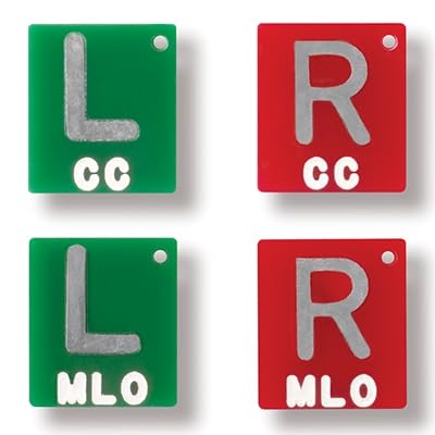 Mammography X-Ray Markers (Plastic) - Abbreviated Conventional, Set of (4) with ACR Legends, Green/Red