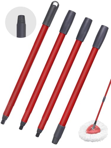 1 PCS Spin Mop Handle Replacement Compatible with Vileda Spin Turbo/Turbo Smart/EasyWring Four Section Adjustable Mop Stick Only for Cleaning Floors