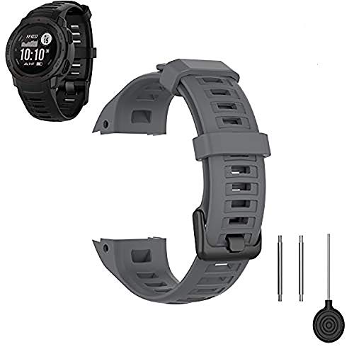 FoundEast Compatible with Garmin Instinct Bands, Replacement Silicone Water Resistant Fitness Watch Wrist Band Strap for Instinct Smartwatch with Adapter Tools (Gray)