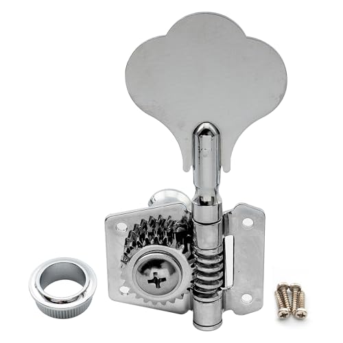Image of Musiclily Basic Single 24:1 Ratio Open Gear Machine Head Treble Side Tuner Tuning Peg Key with Clover Button for Ibanez Style Electric Bass, Chrome