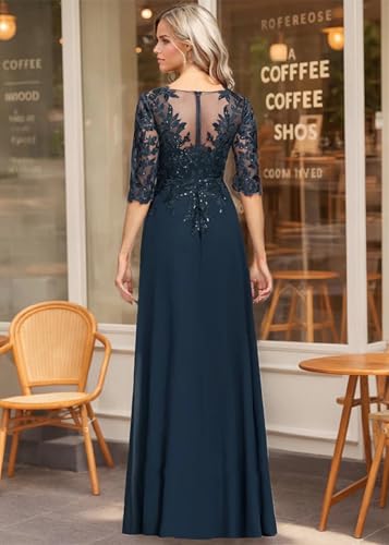 Sequins Applique Chiffon Mother of The Bride Dresses for Wedding V Neck Mother of The Groom Dresses for Women with Split3