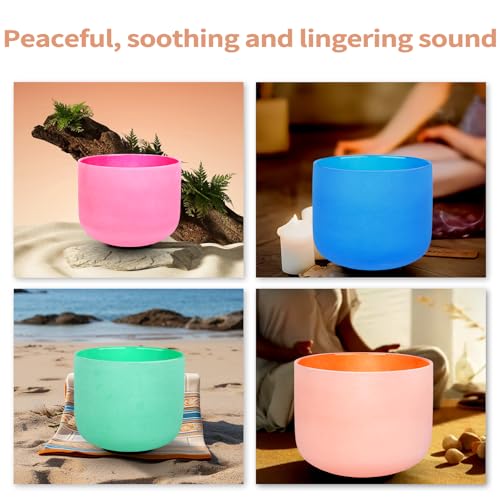 Leize YUE-QI-93 Chakra Tuned 432Hz Set Of 7 Color Quartz Crystal Singing Bowls 6-12 Inch thumb #3