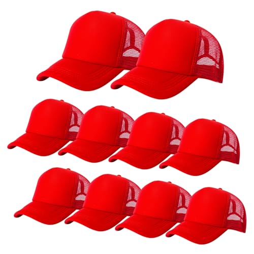 Image of 10 Pack of Blank Trucker Hat Bulk Mesh Cap Men and Women Baseball Cap DIY Graffiti Hot Stamping Duck Tongue Cap