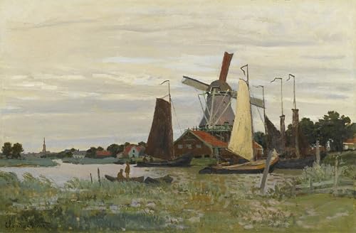 Toile art mural classique Monet moulin à Zaandam avec finitions modernes 60x90