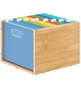 Sbanmao Hanging File Organizer, Clear Acrylic File Box Organizer, Bamboo Filing Box File Crate Or...