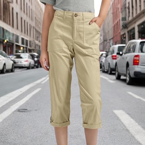 Beessbest Capri Pants for Girls Cute Summer Outdoor Hiking Trousers Loose Fit Multi Pockets Rolled Hem Cropped Pants2