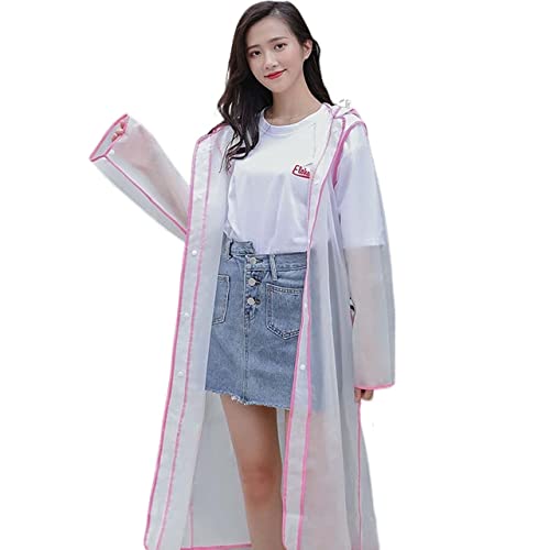 Raincoat Poncho Adult EVA Edging Raincoat, Reusable Long Hooded Rain Poncho,Transparent Brim Rain Coat (Color : B, Size : X-Large)