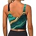 Cozy for Teal Turquoise Green Gold Black Marble Yoga Bra for Women Girls, U-Shaped Back Tops with Pads Control Shapewear Outfit for Sports Fitness
