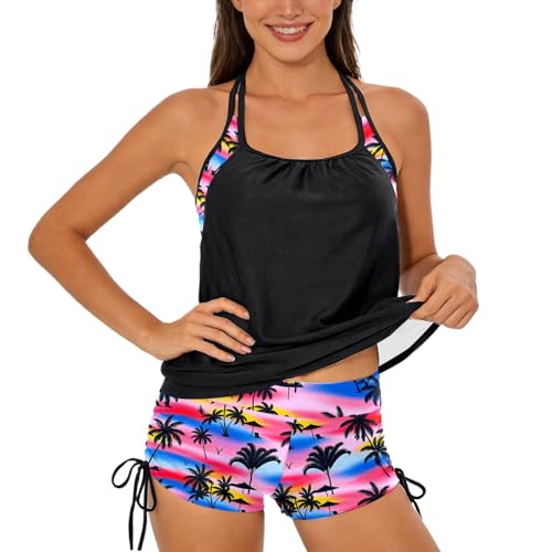 Tankini de bain haut de gamme col carré : l'excellence du drapé et maintien push up